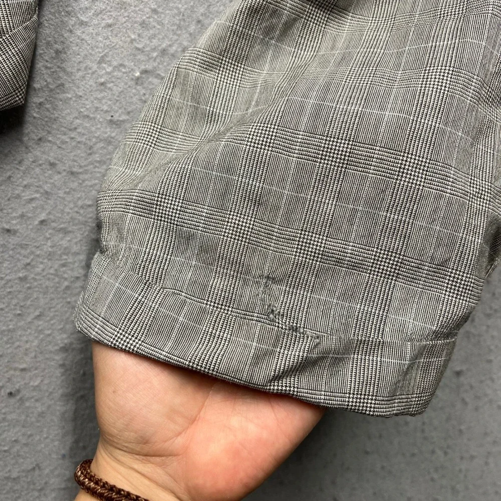Lauren Ralph Lauren Mens 34x30 Grey Glen Plaid Wool Cashmere Pleated Dress Pants